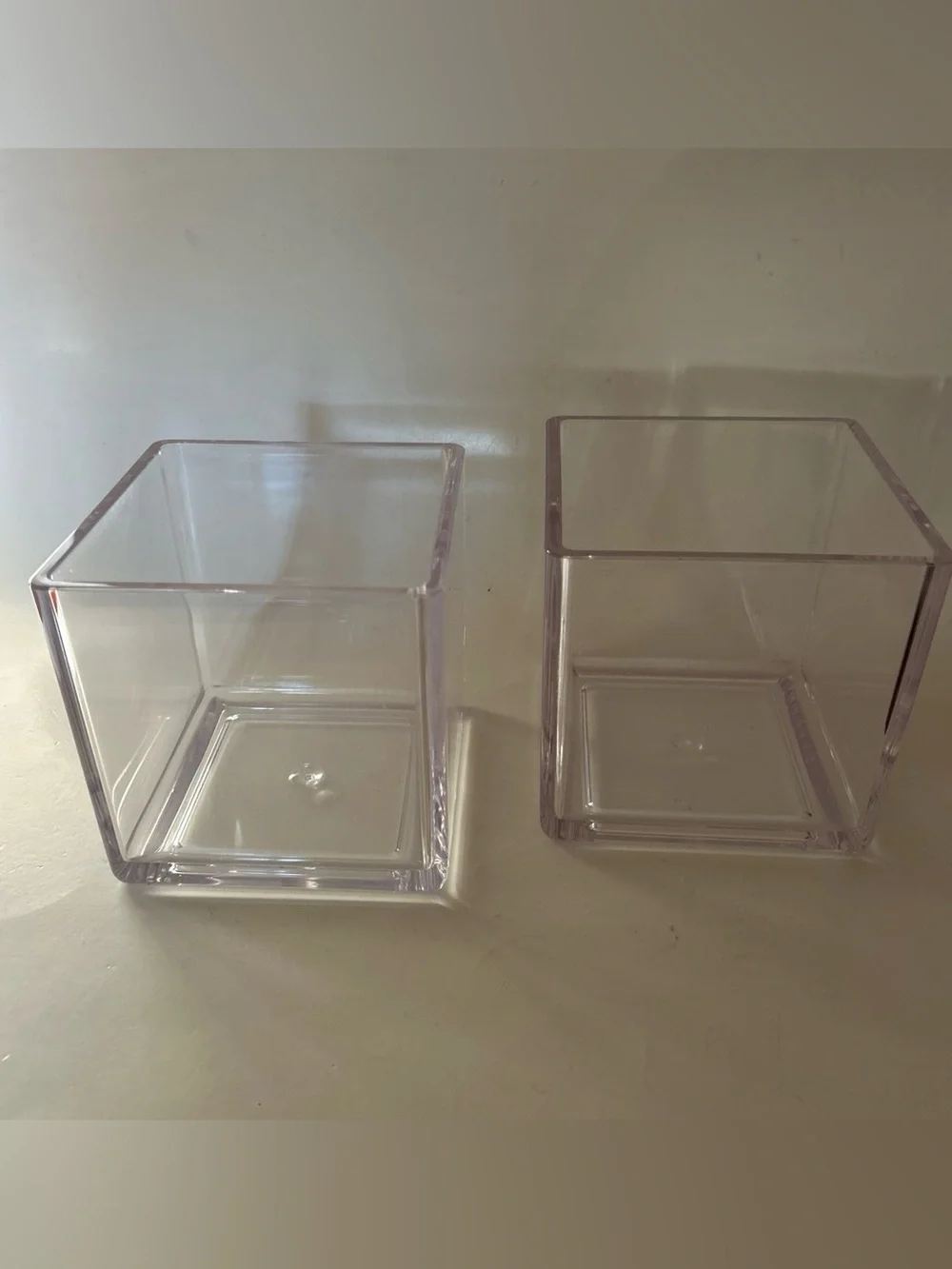 Set of 2 Clear Plastic Cube Storage Containers Bins 4.75